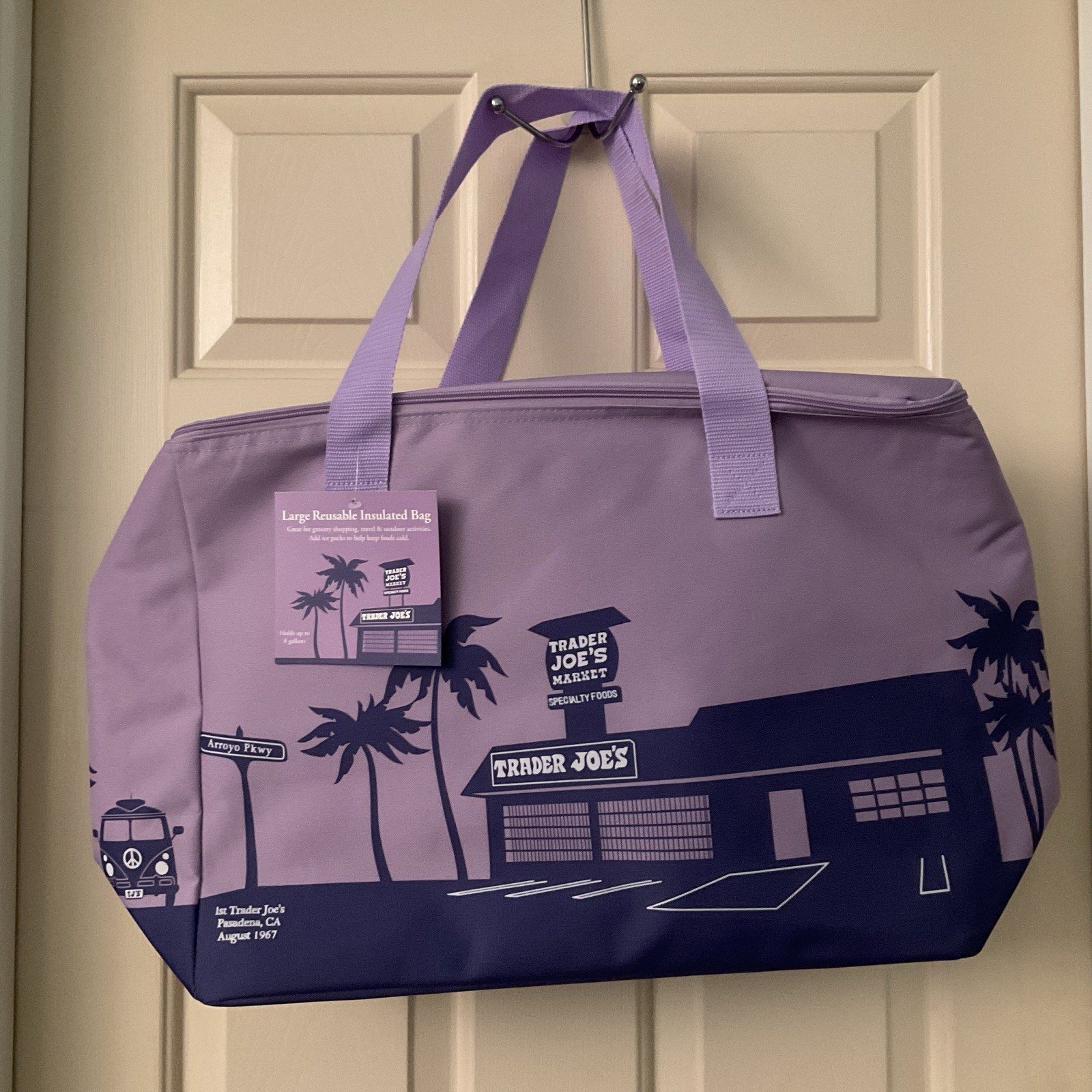 Trader Joe’s Tote Bag 8 Gal Lavender Purple Reusable Insulated Eco Shopping Ltd
