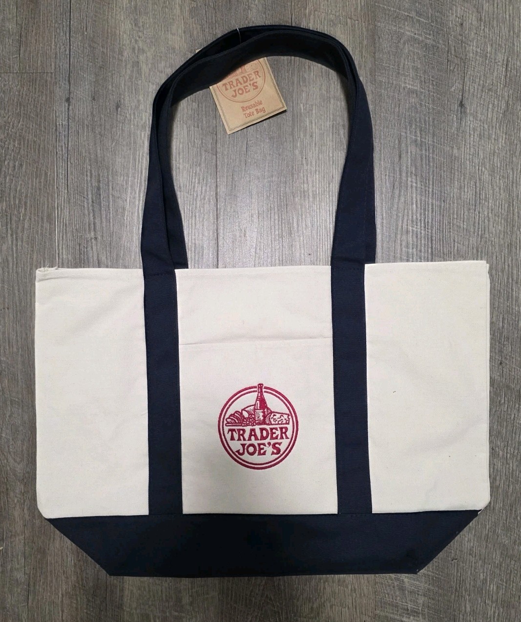 Trader Joe’s Bag Canvas Reusable Heavy Cotton Navy Large *Fast Shipping*
