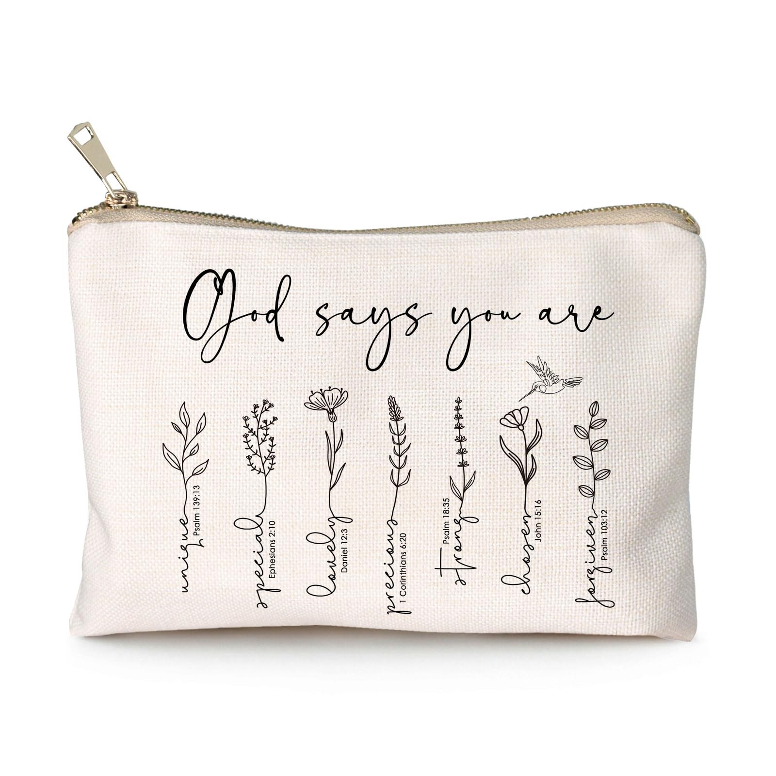 HubbgDesign God Says You Are Makeup Bag, Christian Bible says you are…