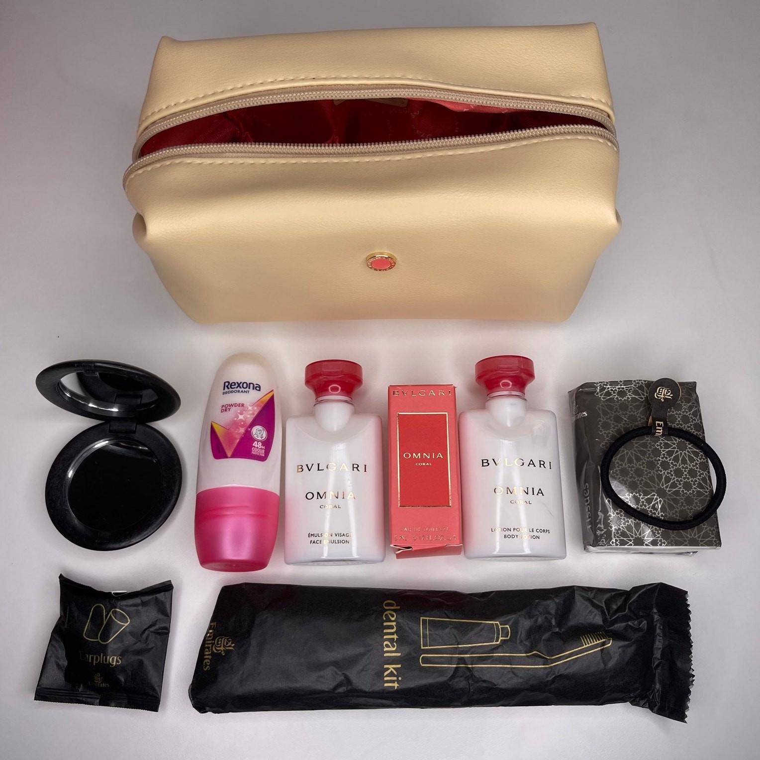 Emirates x Bvlgari Bulgari Rose Goldea Business Class Travel Toiletry Bag NEW!