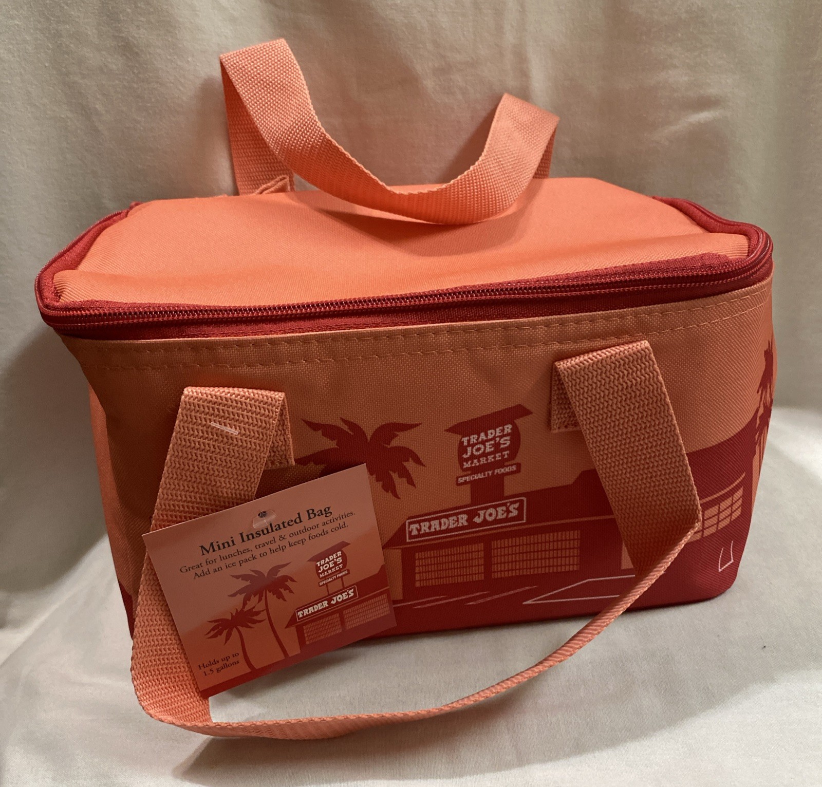 Trader Joe’s PEACH Mini Insulated Lunch Bag Tote Limited Series-1.5 gal- NEW