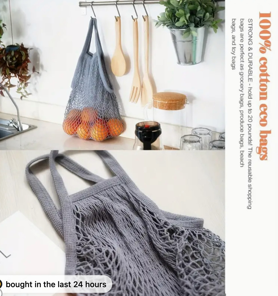 Reusable Mesh Grocery Bag, Reusable Shopping Bag (Lavender in color)