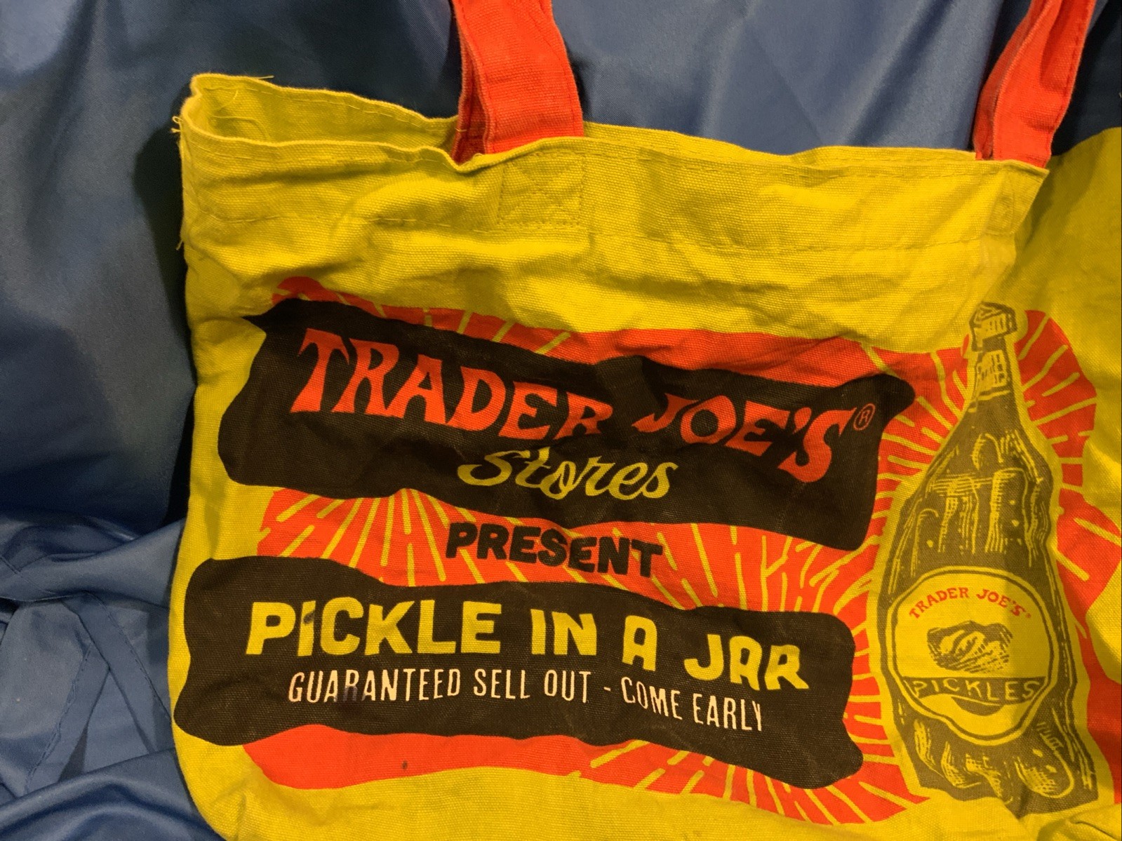 ✨✨Trader Joe’s Reusable Canvas Shopping Bag Pickles Print Grocery Eco Bag