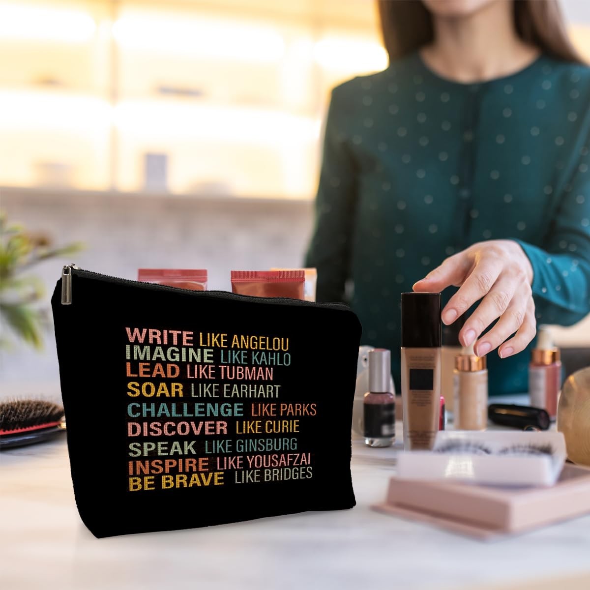 uinwk Inspirational Gifts for Women Makeup Bag, Empowerment Multicolor