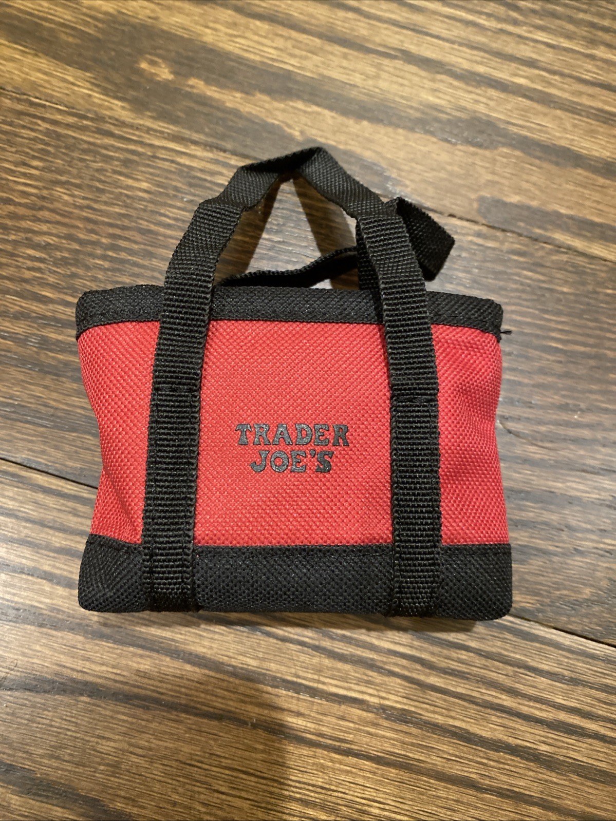 Trader Joe’s Micro Tote with Grocery Bag Red Black Mini Reusable Tote Compact