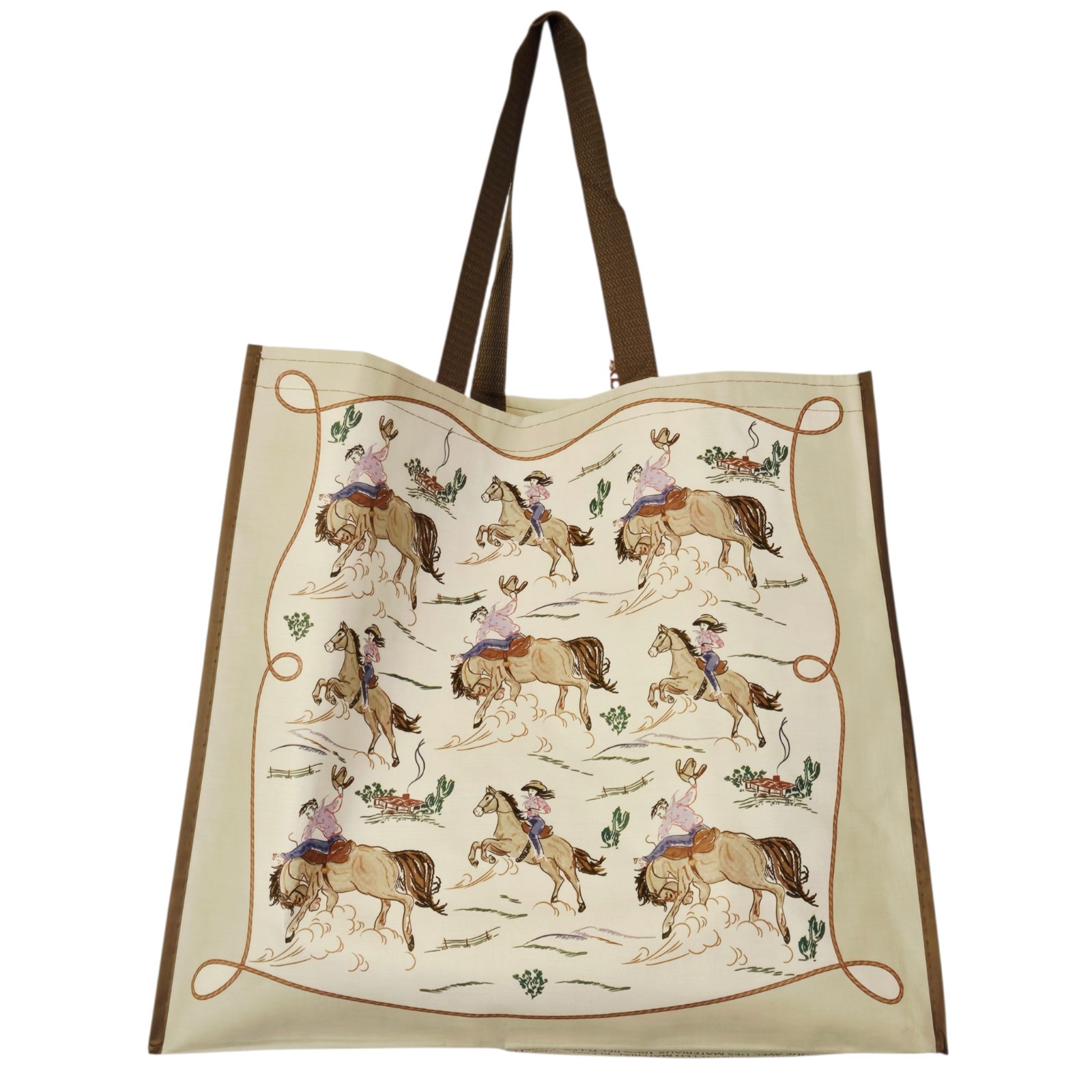 Horse Horses Cowboy Cowgirl Roping Rope Cactus Western Cabin Bag TJMaxx New!