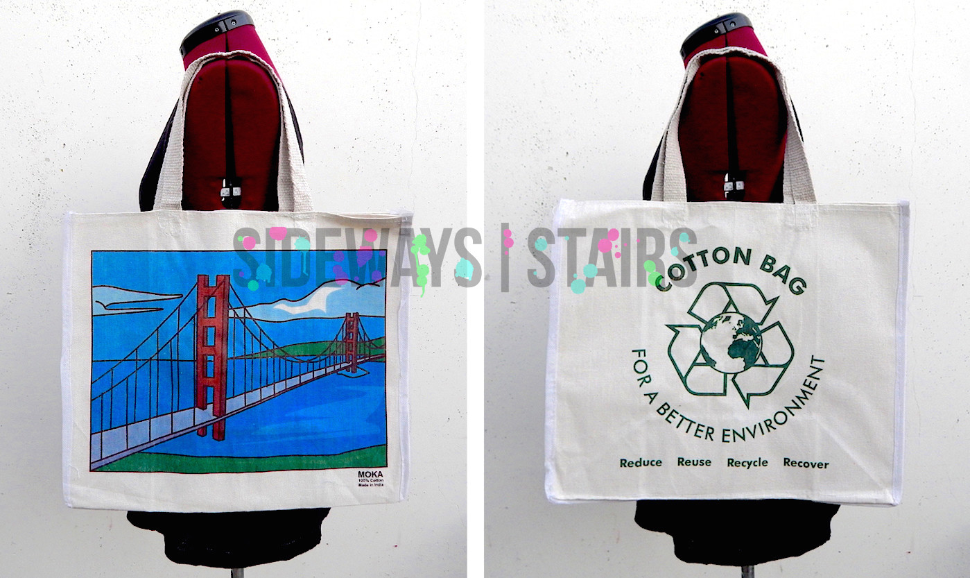GOLDEN GATE BRIDGE CANVAS TOTE 17.5″ San Francisco reusable shopping bag cute