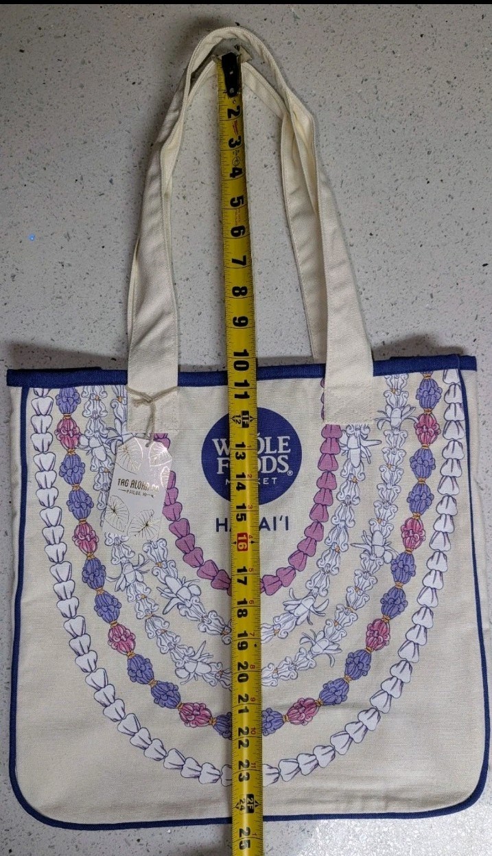 Whole Foods Large Crown Flower Rope Tote Bag Hawaii Exclusive
