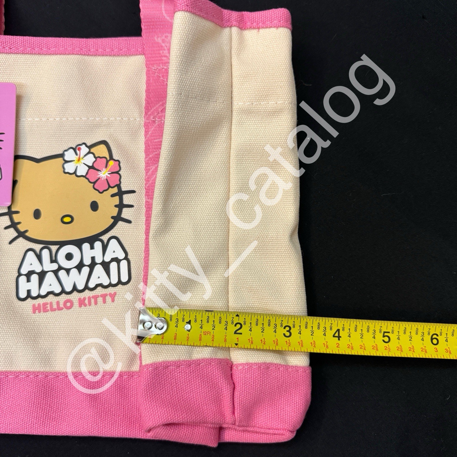ABC Stores Hawaiʻi: Sun Tan Hello Kitty Big Face Mini Canvas Tote Bag, Pink
