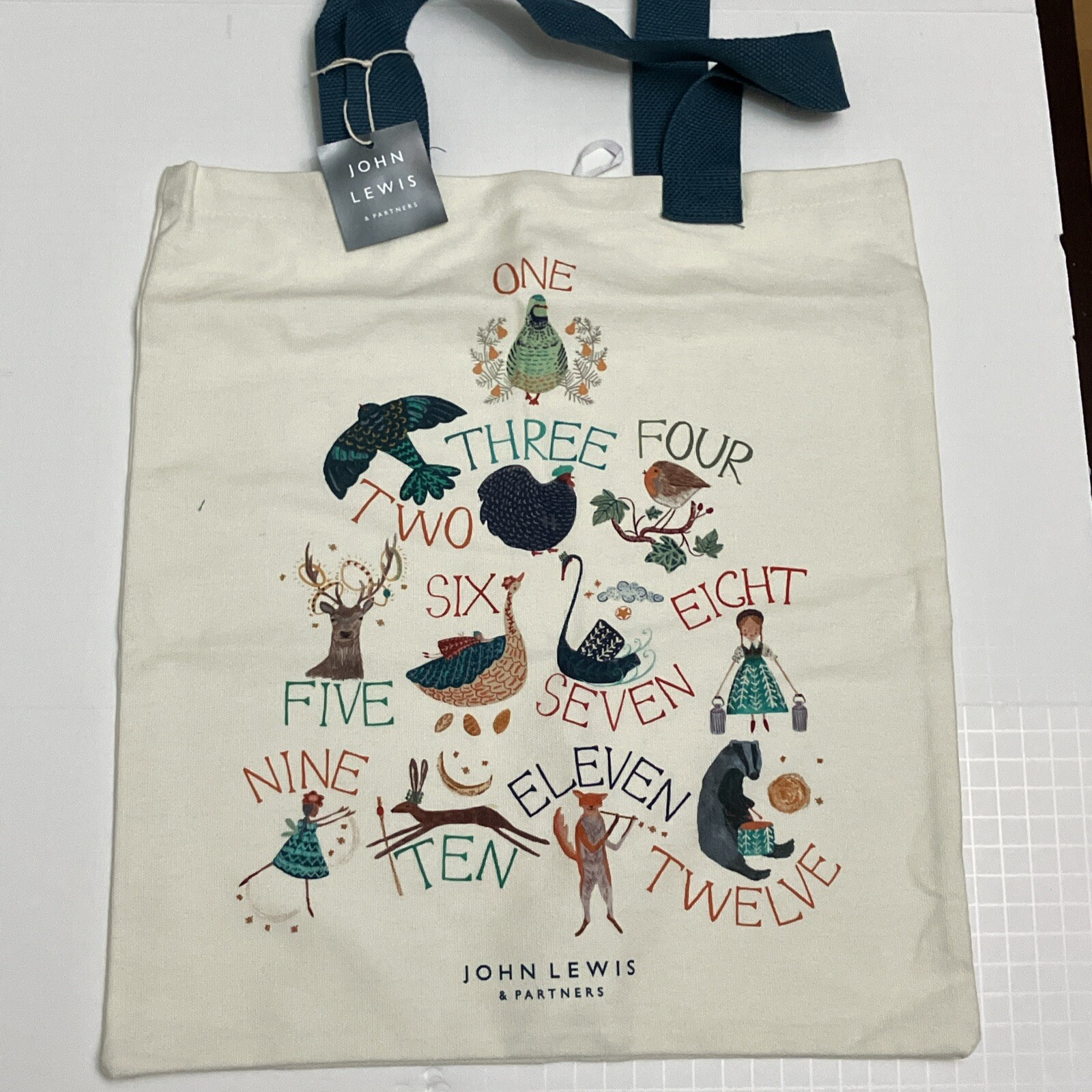 John Lewis 12 Days of Christmas Bag 2024 Holiday Cotton Waitrose New Tote