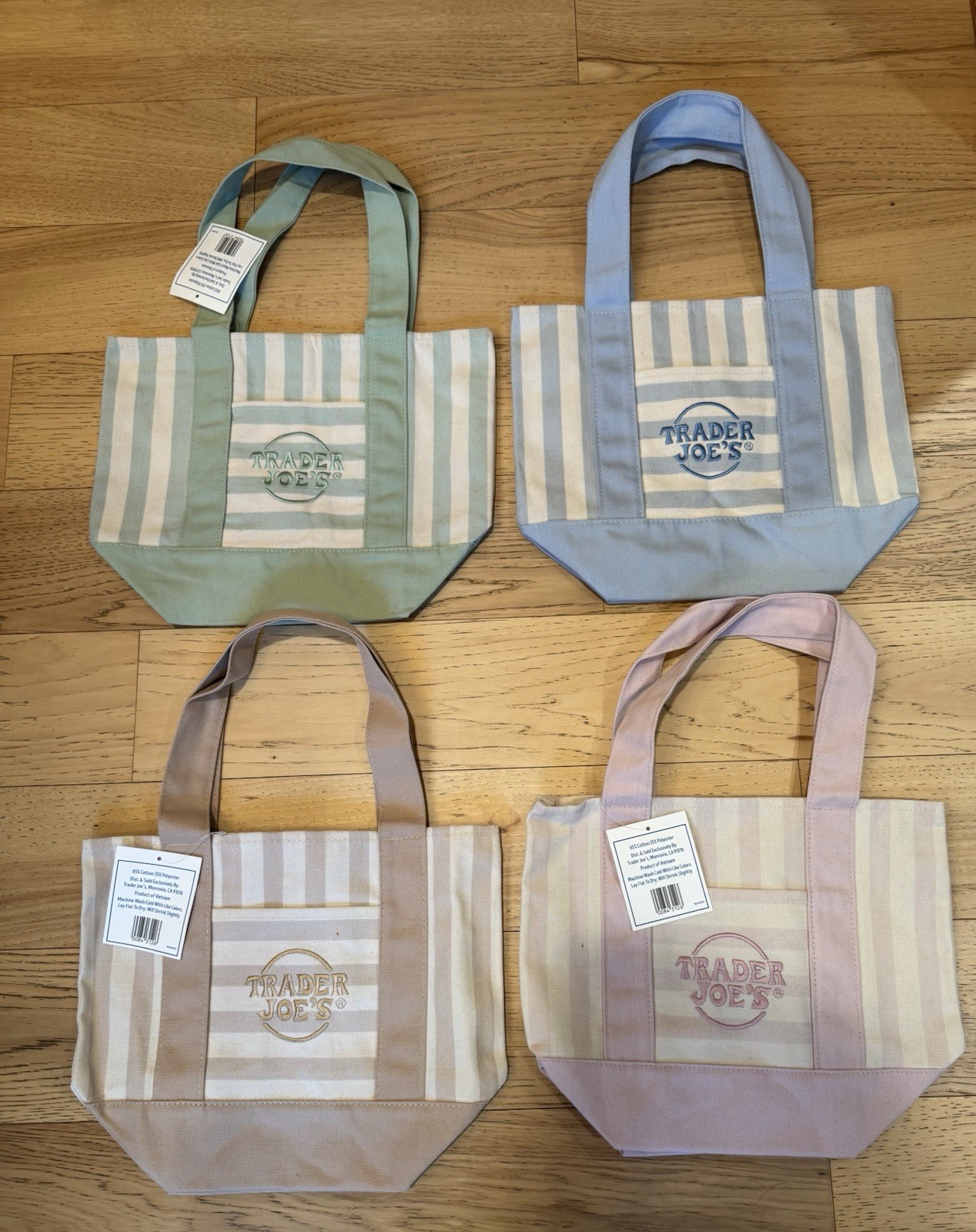 Trader Joe’s Mini Pastel Stripe Tote Bag Limited Edition Set of 4 NEW SHIPS NOW