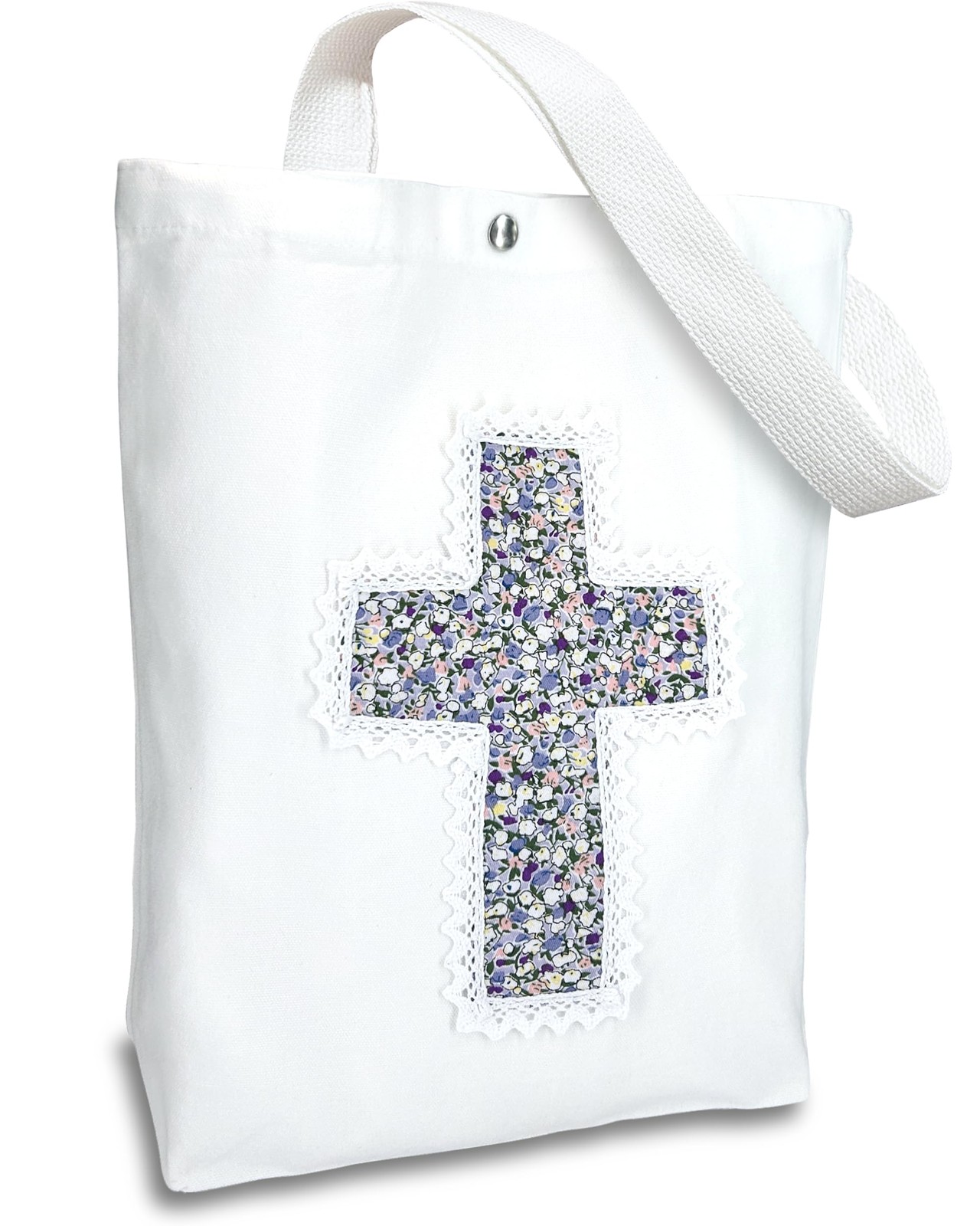 Christian Tote Bag for Women, Bible Bags with Handcrafted Cross & Lace, 12oz …