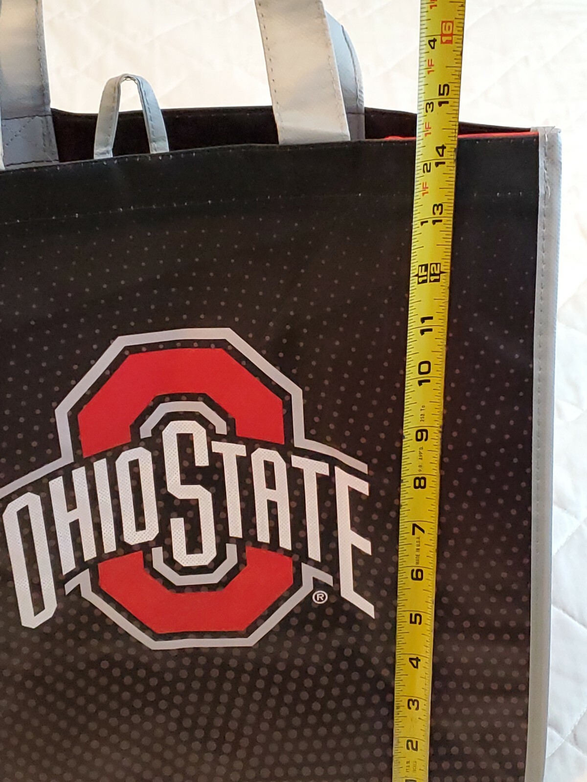 Ohio State Buckeyes Reusable Shopping/Gift Bag Black w/ Red Gray Straps