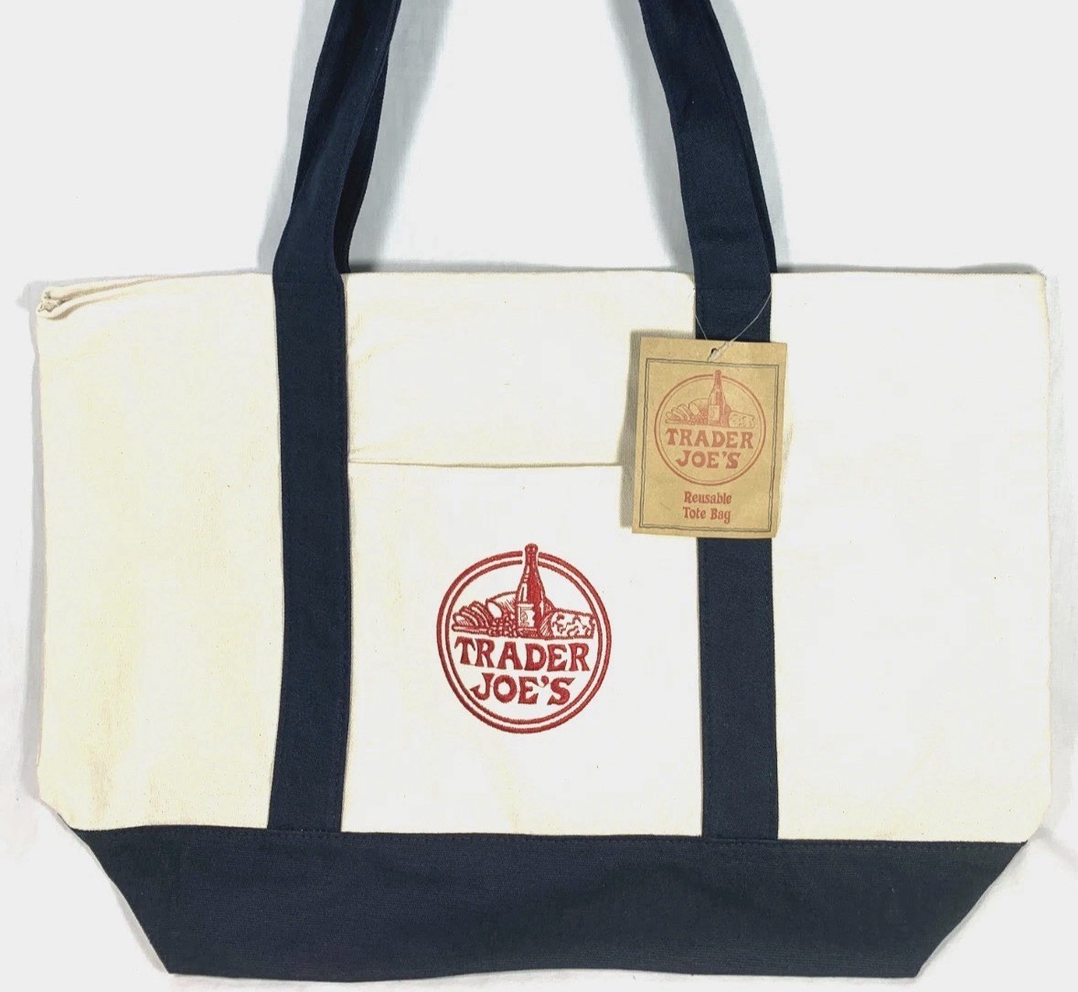 Trader Joe’s Canvas Tote Shopping Bag – LARGE CLASSIC NAVY BLUE – NEW with TAGS