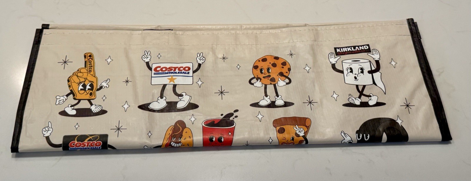 Costco Cartoon Highlights Reusable Shopping Tote Kirkland Heavy Duty SINGLE BAG