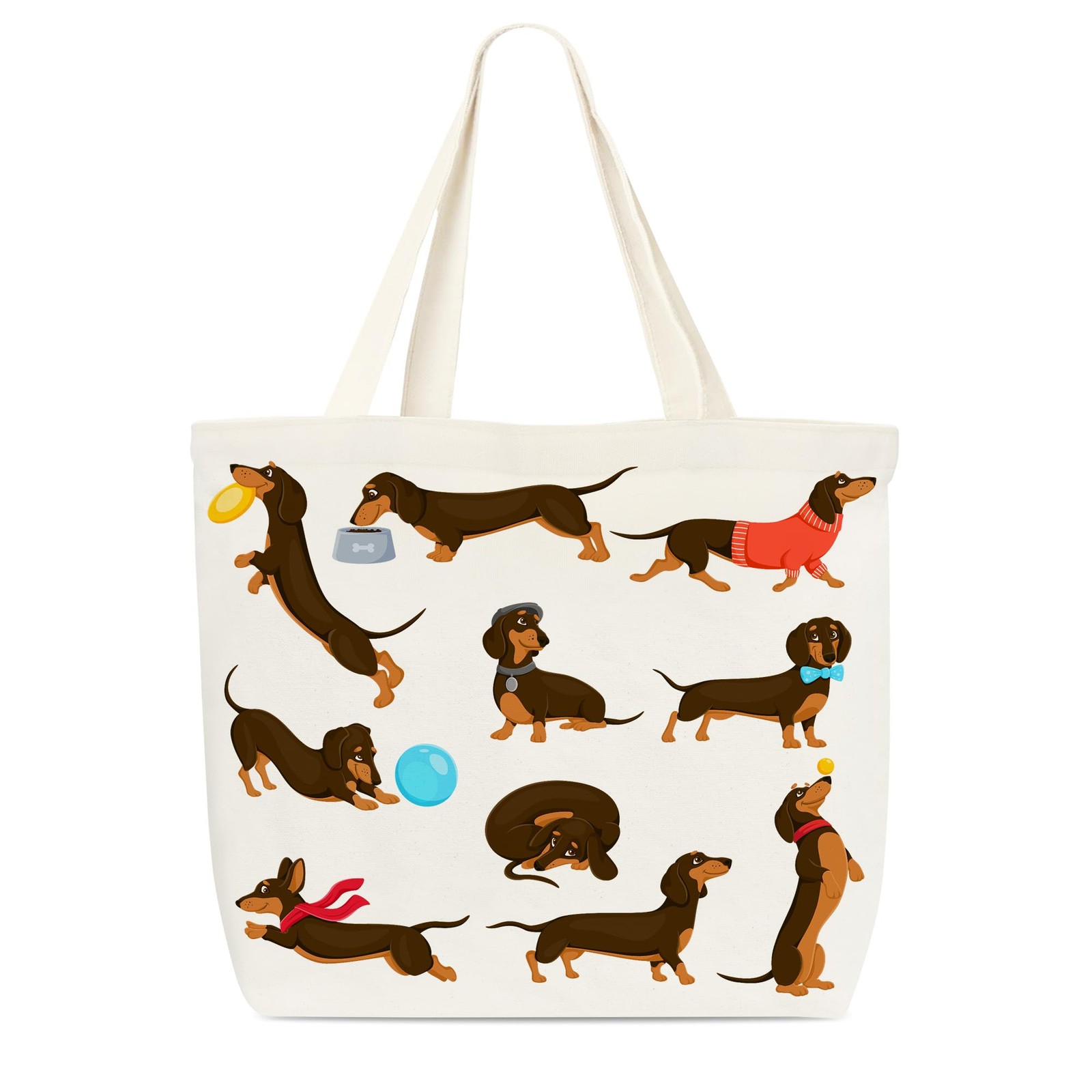 Dachshund Canvas Tote Bag, Library Book Bag For Bookish, Dachshund Gifts For …