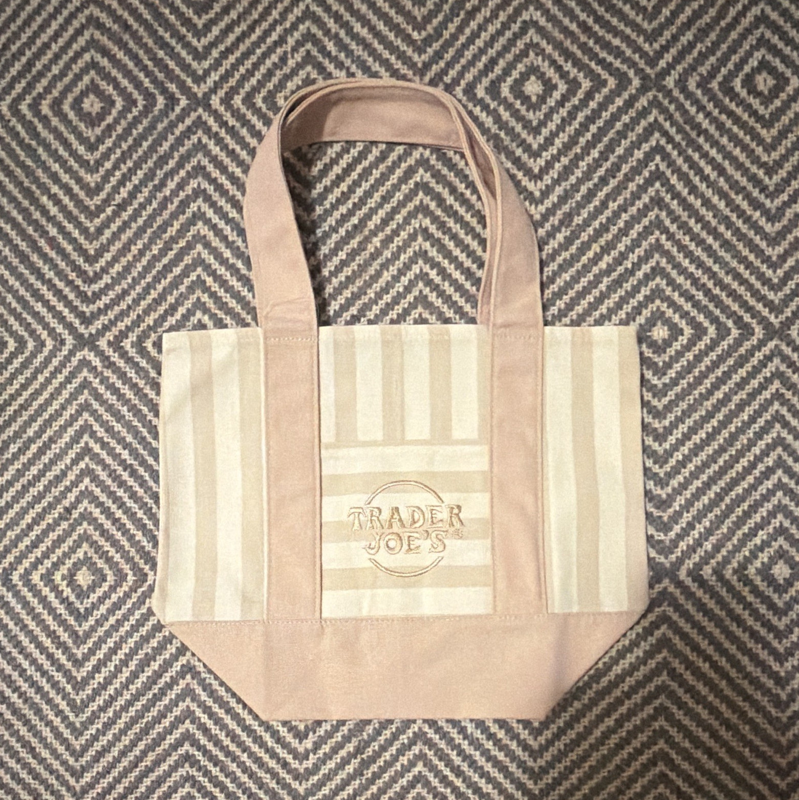 Trader Joe’s Medium Canvas Stripe Reusable Tote Bag 13x14x 6in Multicolor