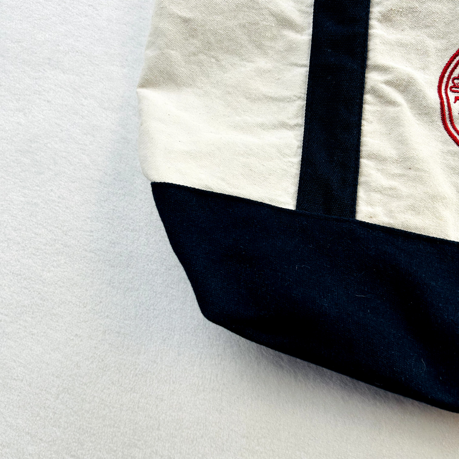 Trader Joes Bag One Size White Blue Red Canvas Tote Grocery Logo Shopping