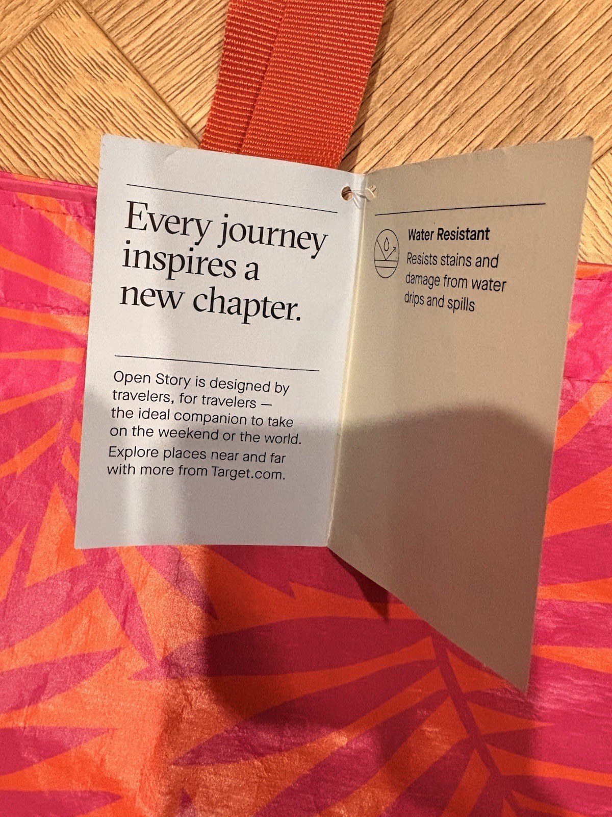 Water Resistant Reversible Pink Orange Tropical Tote Bag Target Open Story NWT