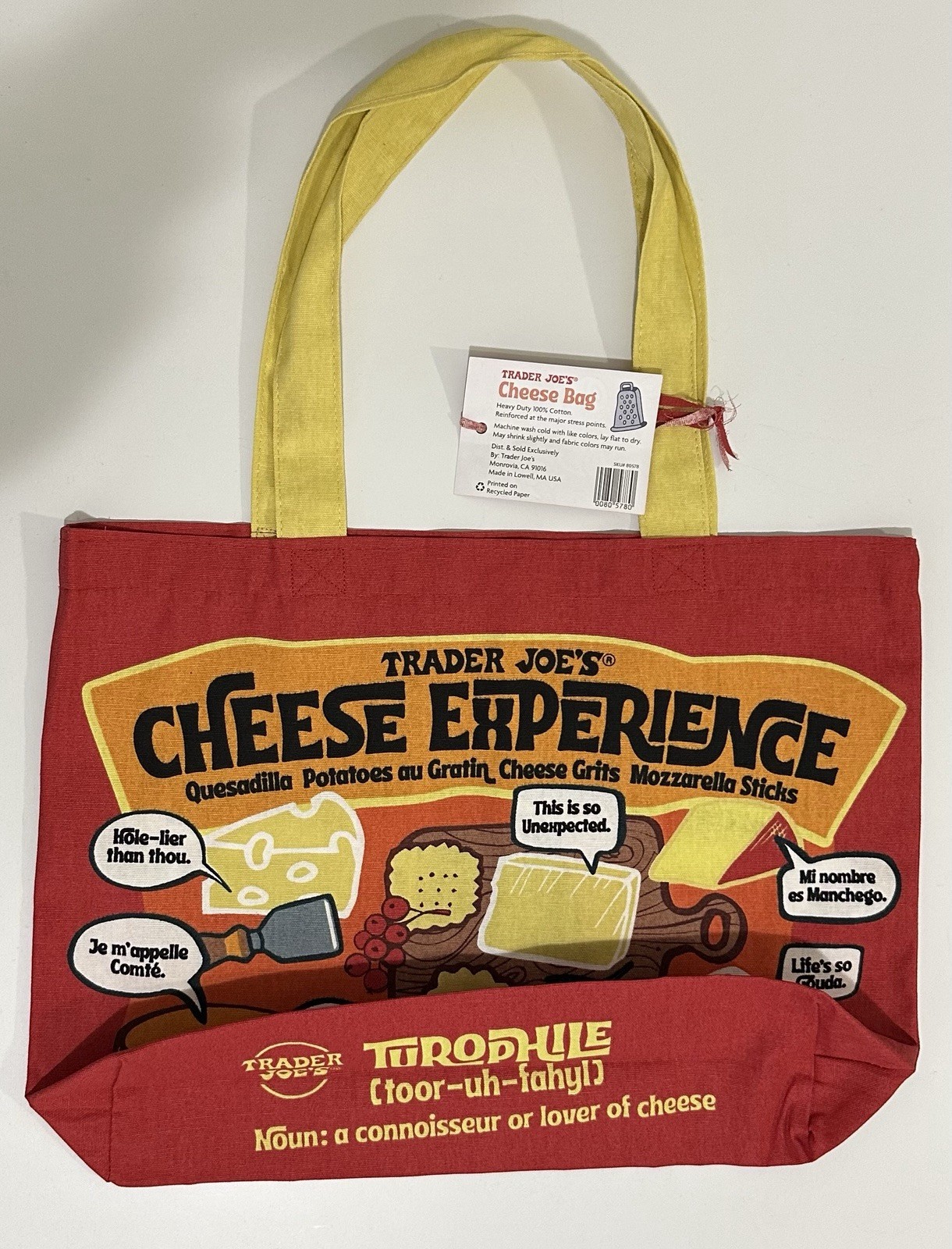 Trader Joe’s Popular Cheese Bag Pop Art Tote Authentic and Made in U.S.A