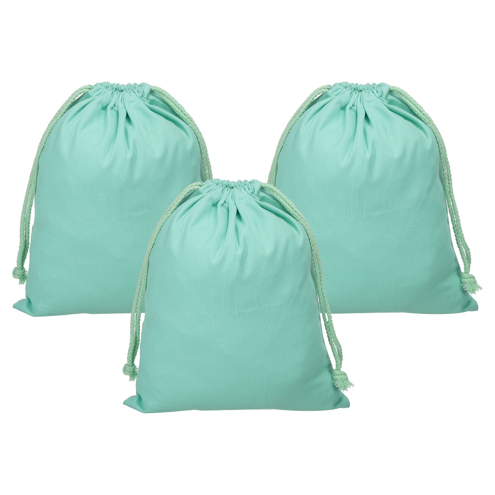3pcs Reusable Drawstring Bags, 10×12.6″ Multipurpose Bags, Cyan