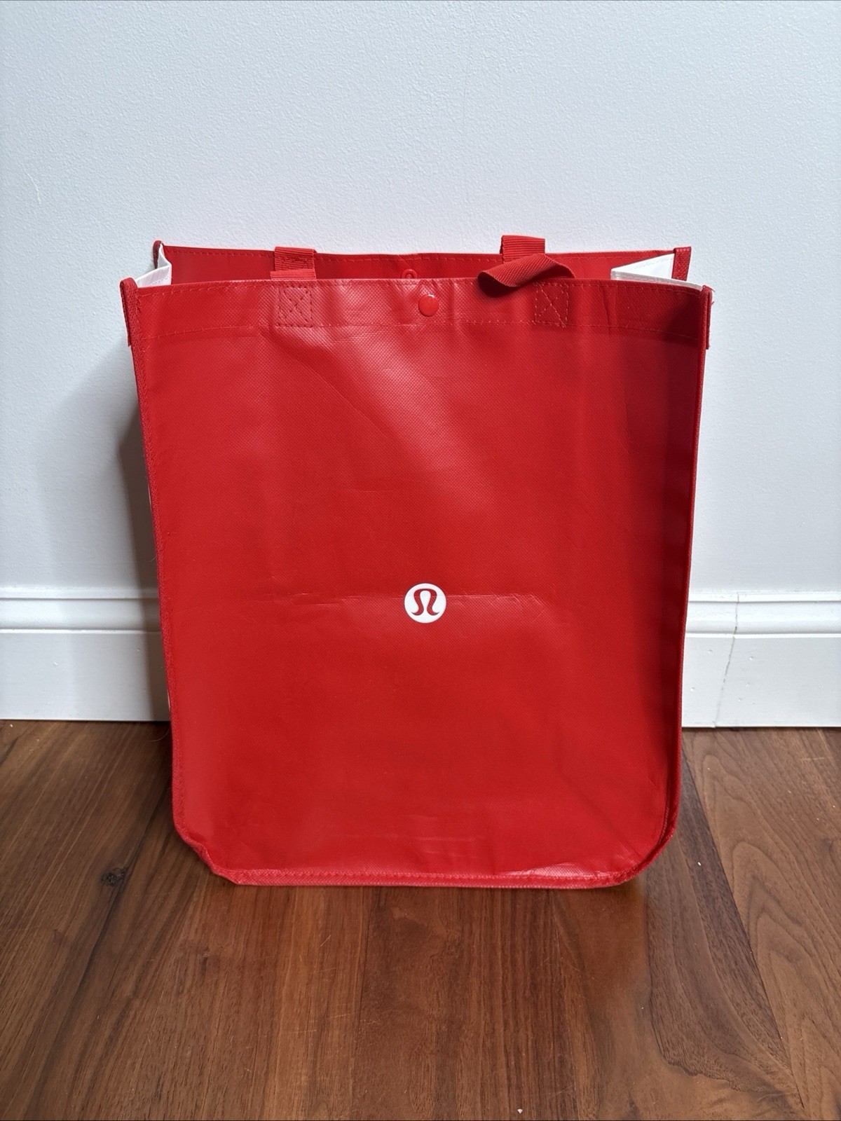 Lululemon Reusable Shopping Bag Large Red And White Logo