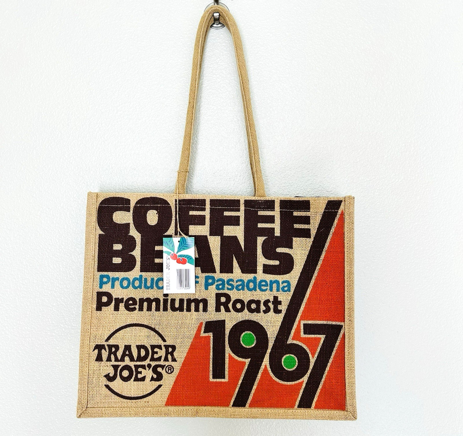Trader Joe’s Coffee Beans 1967 Burlap Jute Shopper Tote Bag Pasadena New/w Tag