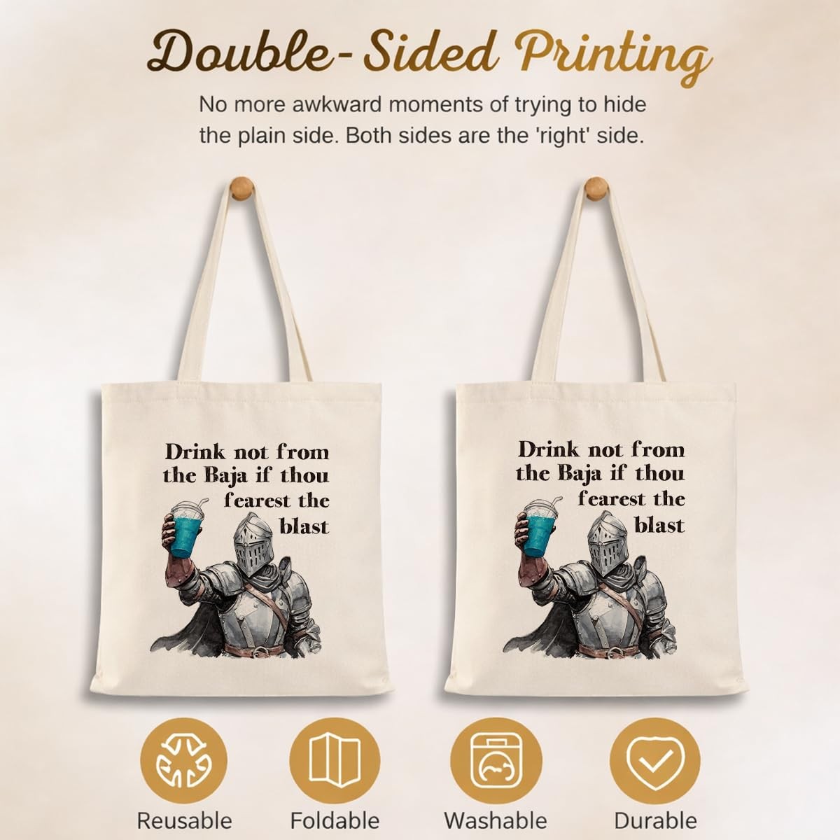 Funny Knight Tote Bag, Medieval Humor Graphic Canvas Tote Meme Quote Shoulder…