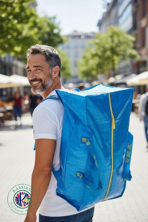 IKEA FRAKTA Blue Storage Bag – 20 Gallon, Reusable with Zipper & Dual Handles