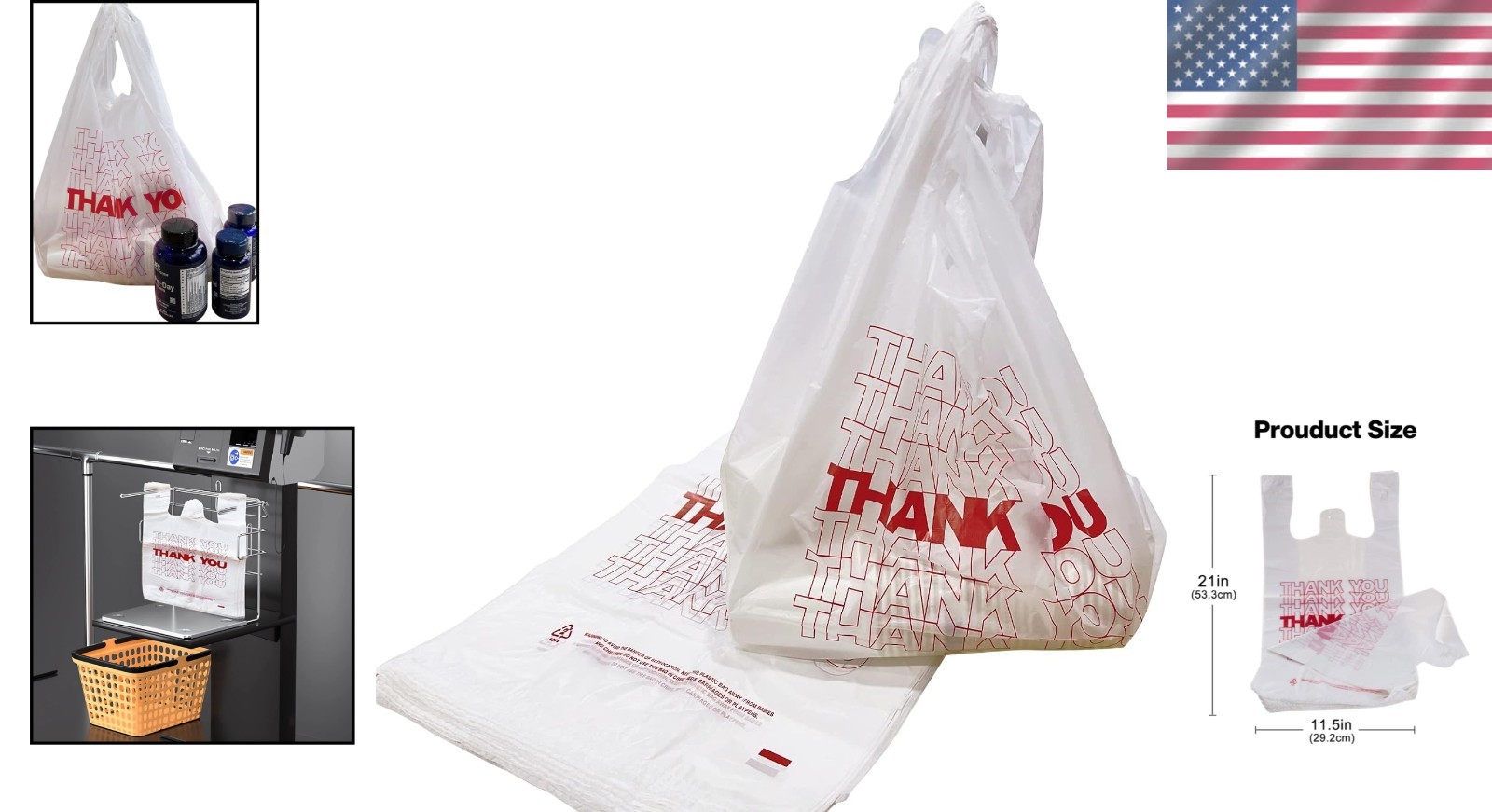 600 Count Thank You Grocery Bags – Durable Reusable & Disposable 11.5″x21″