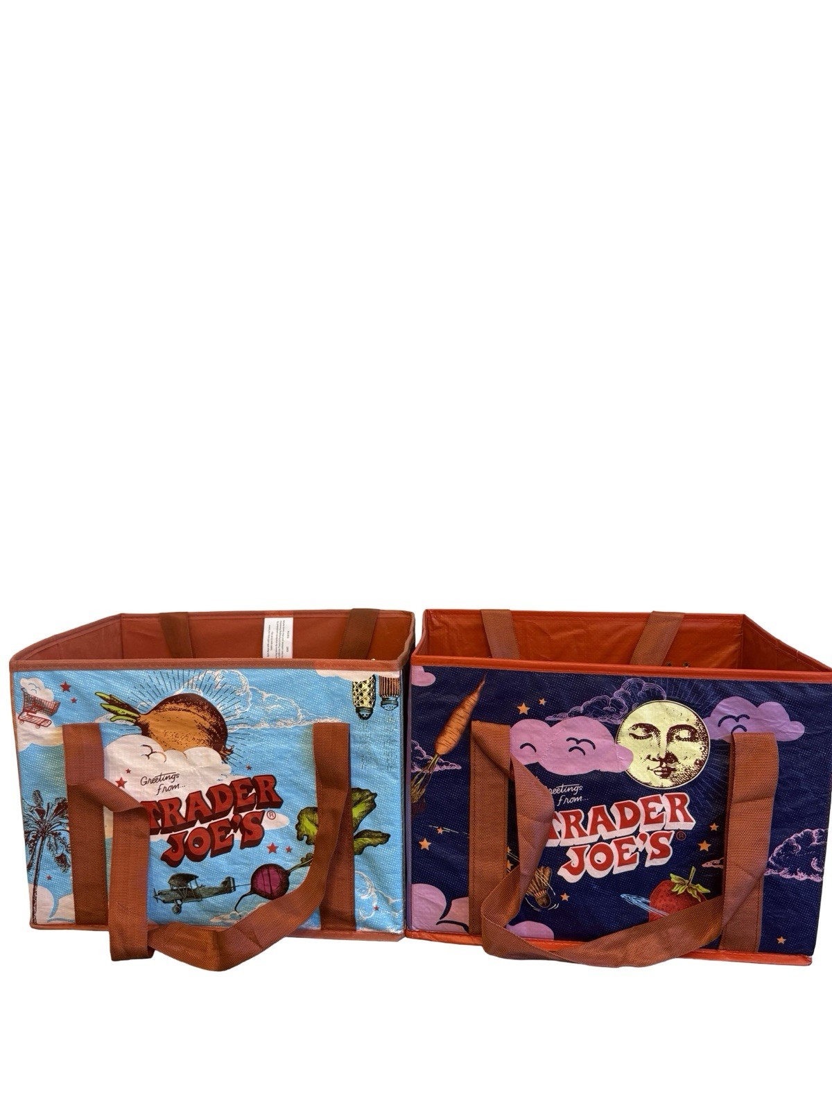 Trader Joe’s Reusable Grocery Shopping Tote Bag Set of 2 Foldable Space Celestia