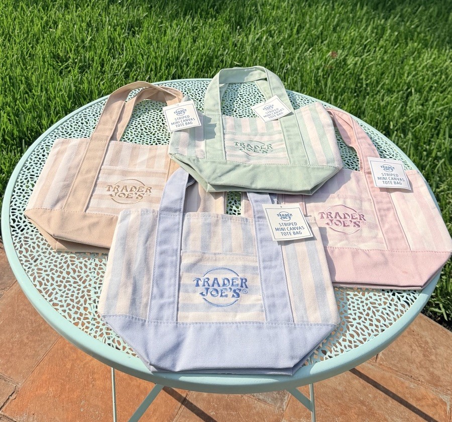 Trader Joe’s Striped Canvas Mini Tote Set of 4 Summer 2026 NEW with Tags