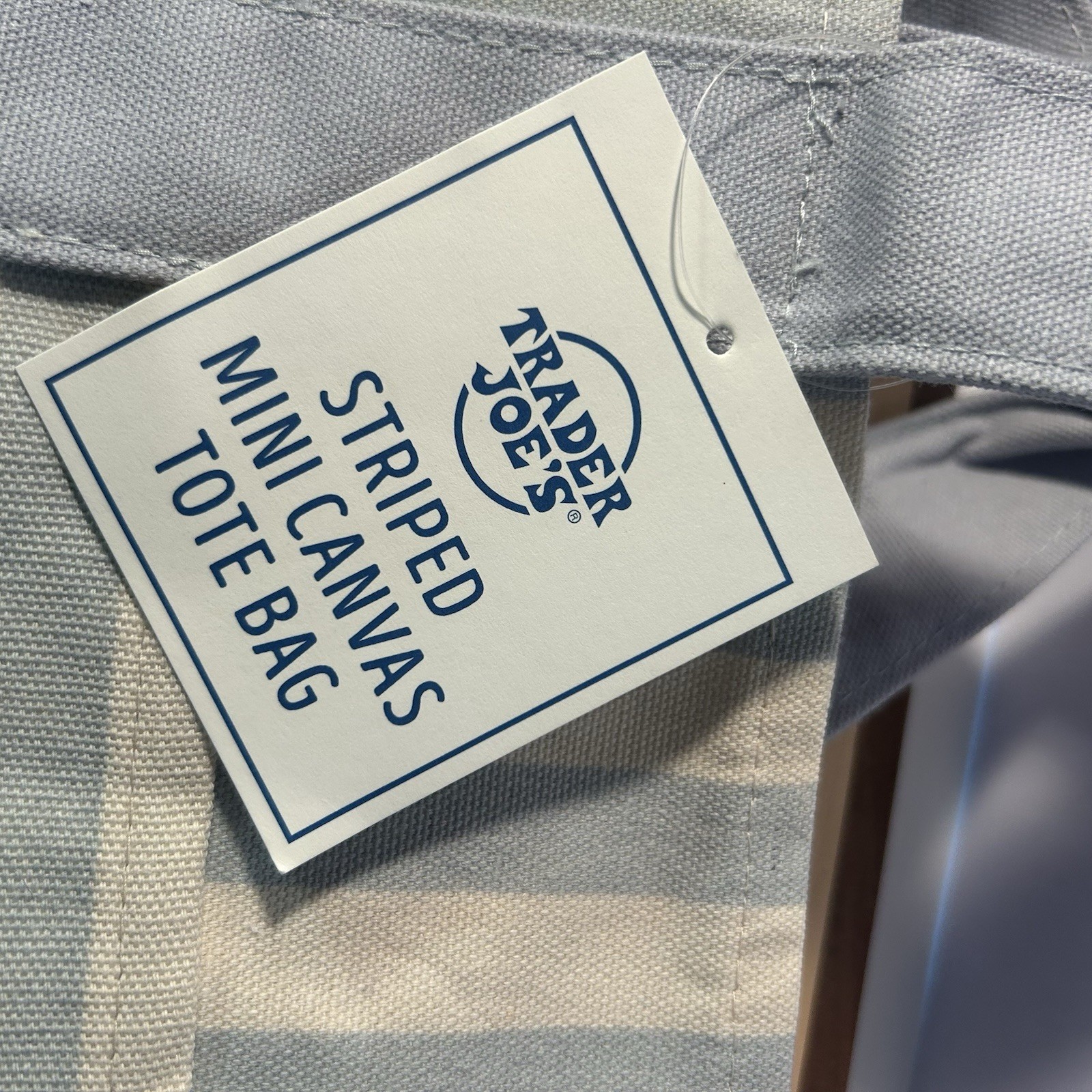 TRADER JOE’S 2026 Mini Stripe Canvas Tote Bag BLUE Limited Edition