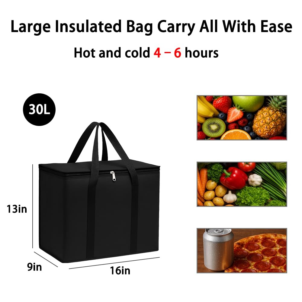 Large Insulated Grocery Bags 30L Reusable Cooler Tote Heavy Duty Thermal