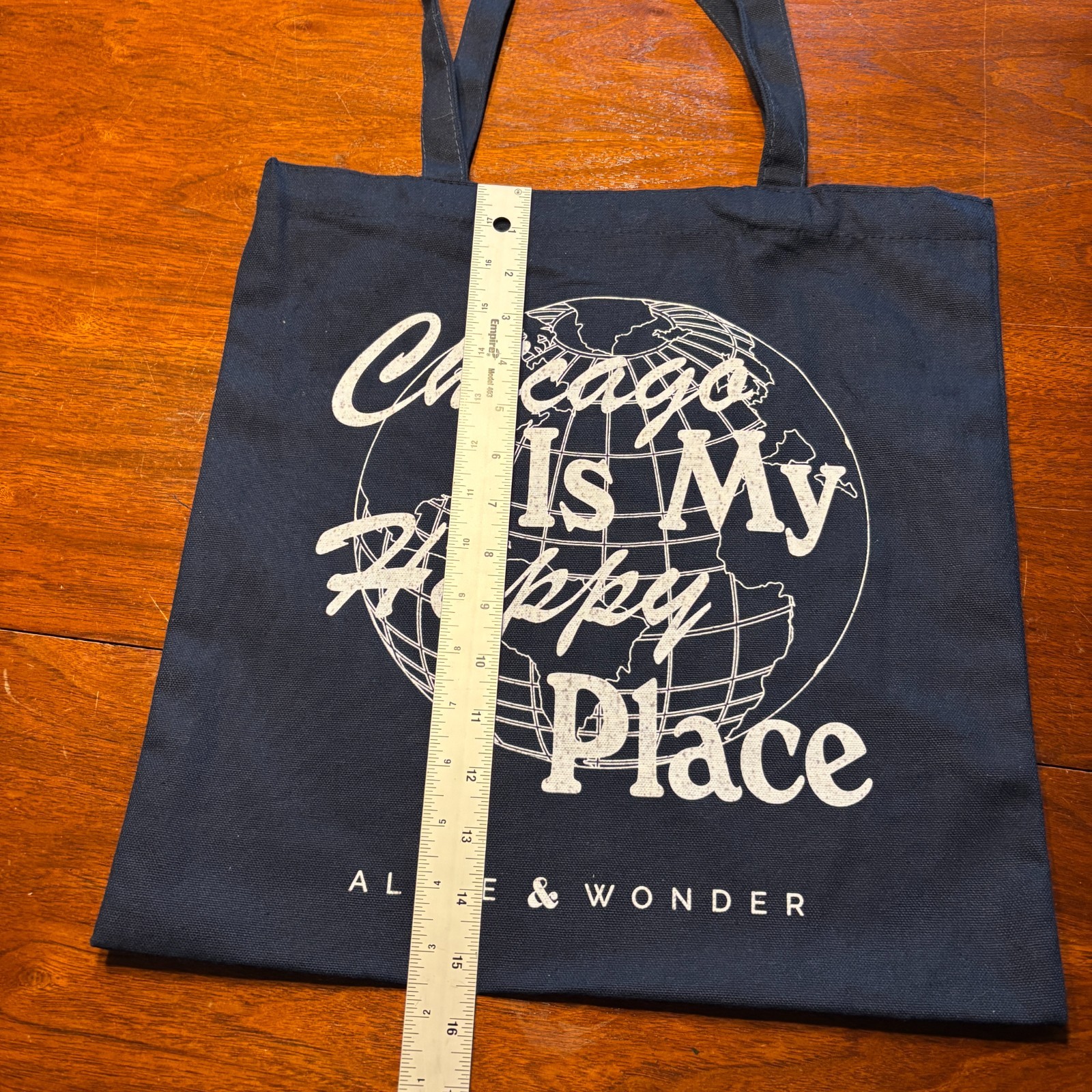 Alice & Wonder tote bag Chicago is My Happy Place cloth fabric resusable blue