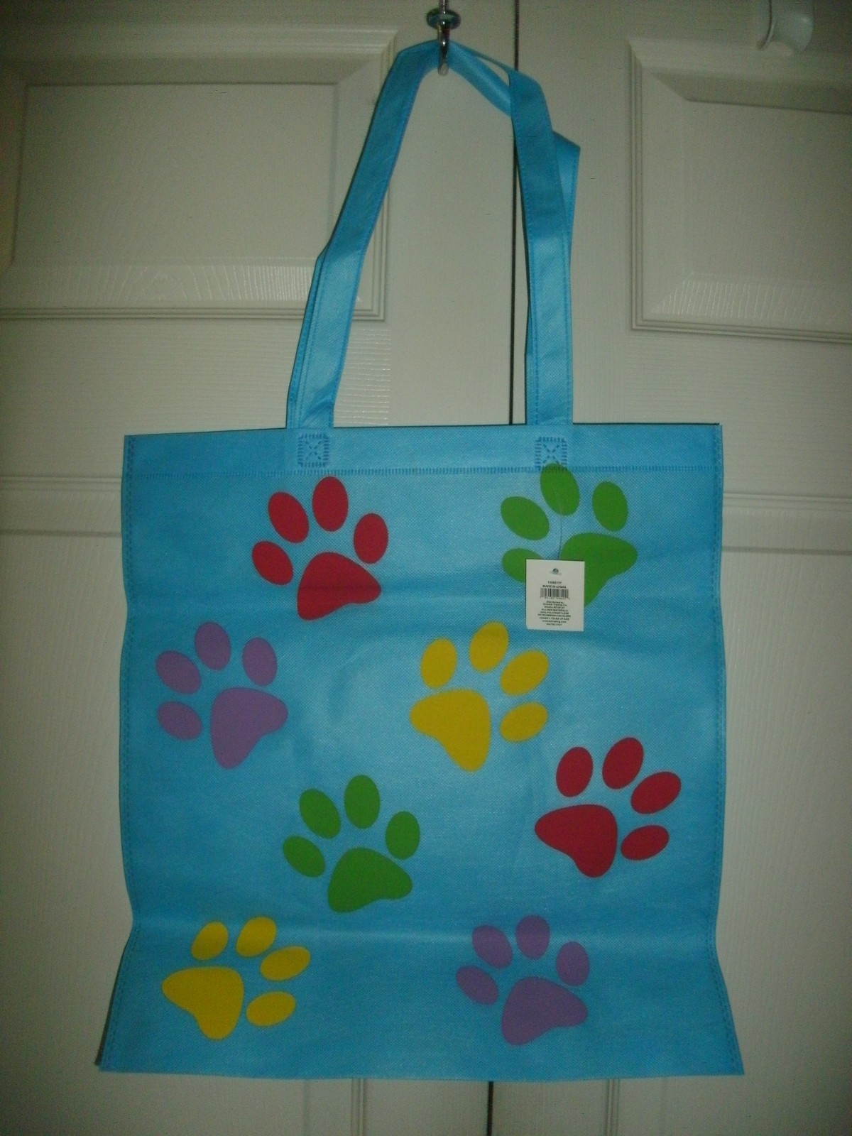 NEW Pawprints Totes Set of 3 Shopping Travel Bags double handles 15×17″ fabric