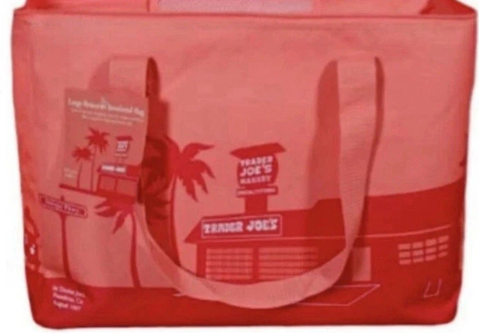 Trader Joe’s Large Insulated Reusable Tote Bag 8 Gallon Peach Color New Pink