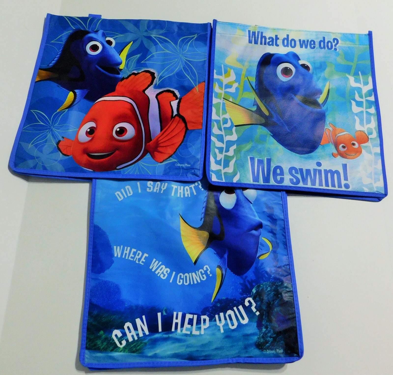 Lot of 3 FINDING DORY REUSABLE TOTE, NEW set 2