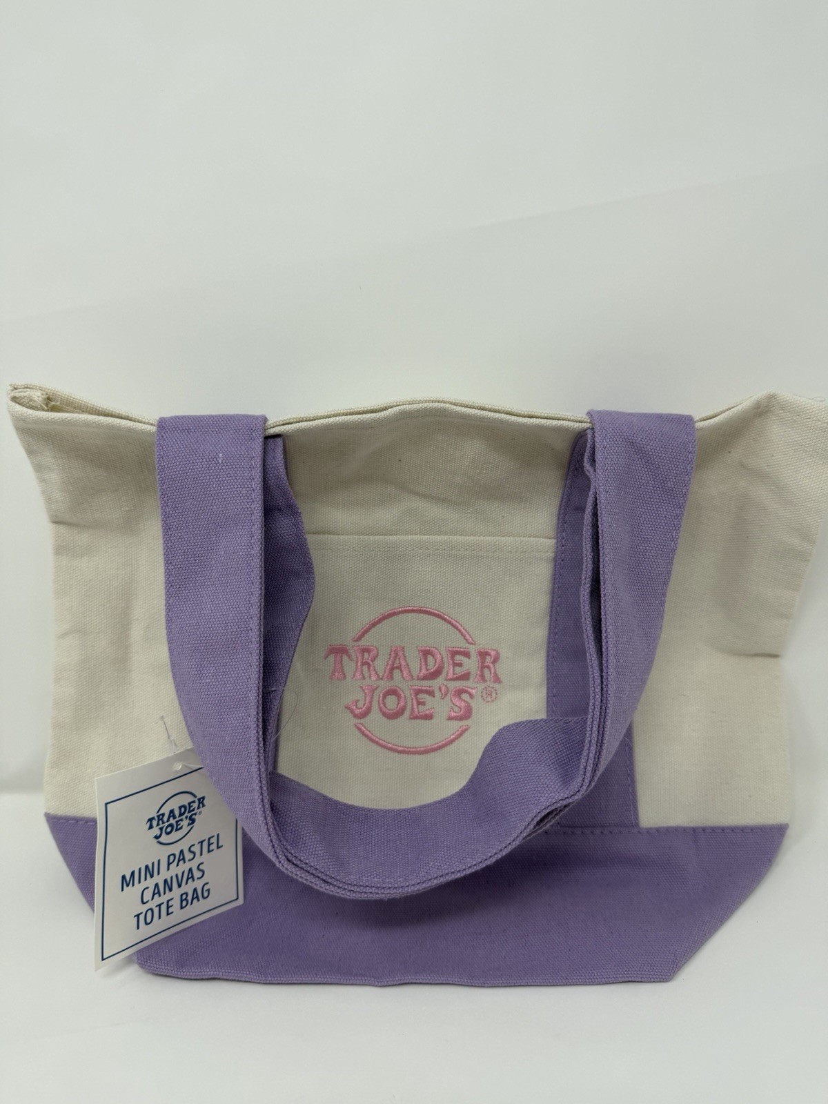 Trader Joe’s Mini Canvas Tote Bag Spring 2026 Lavender NWT Free Shipping