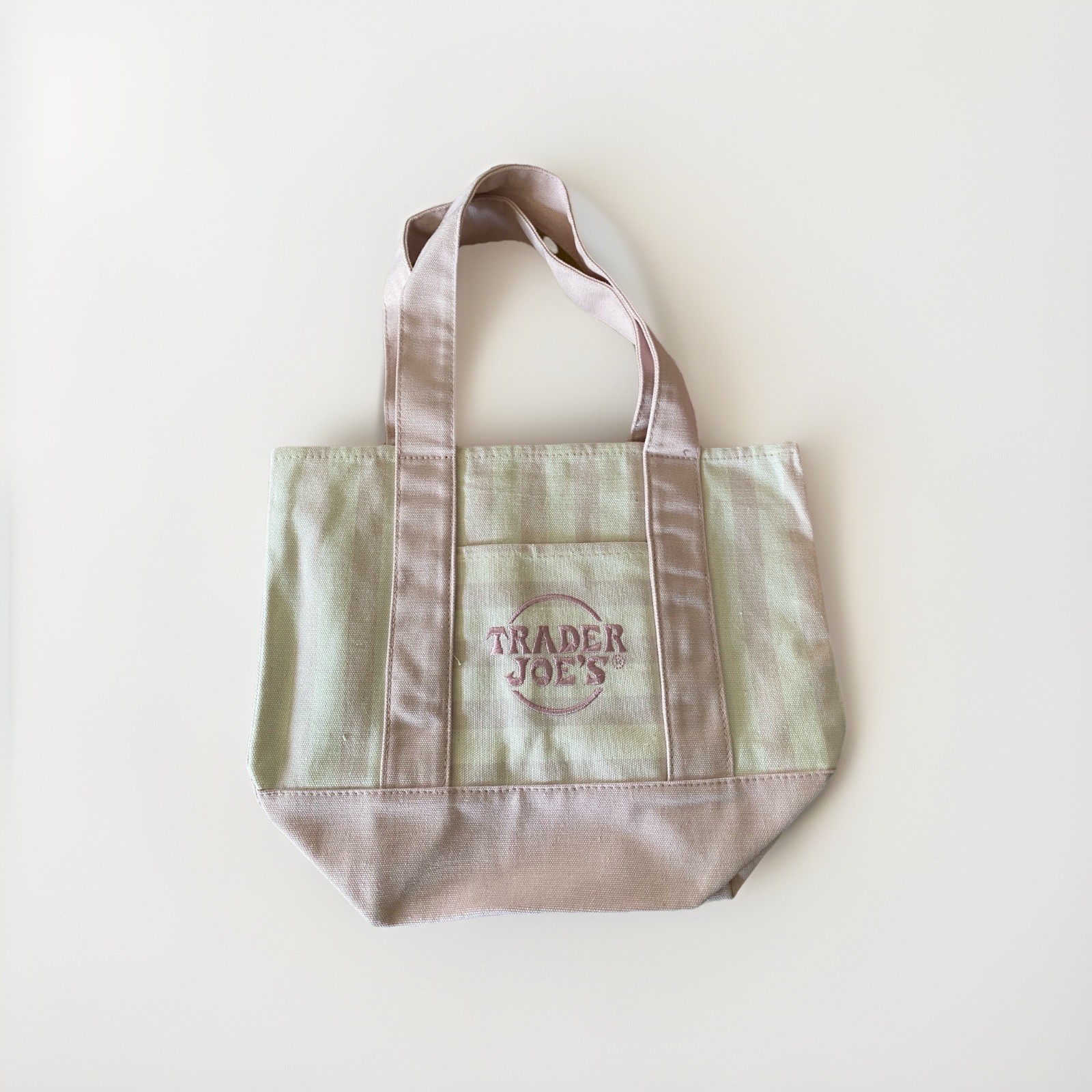 Trader Joe’s Limited Striped Mini Canvas Tote Bag (2026) – PINK/WHITE
