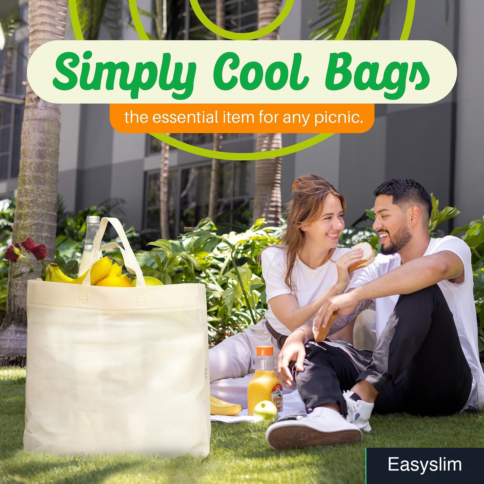 Reusable Grocery Bags 50 Pack Heavy Duty Polypropylene Cream Tote