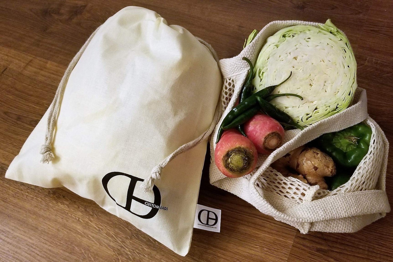 6 piece Set of Reusable Eco-Friendly 100% Cotton Muslin and Mesh bags include…