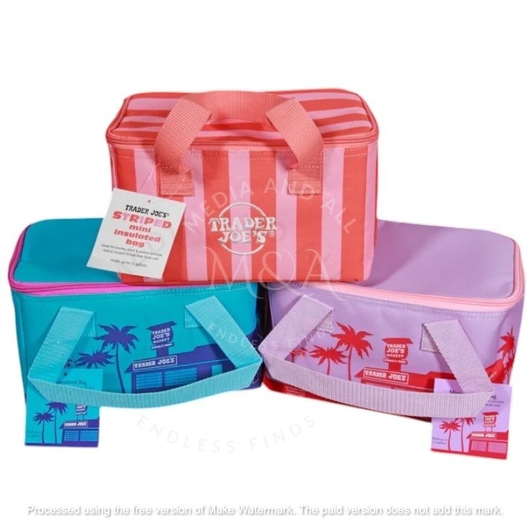 1 Trader Joe’s 2026 Mini Insulated Tote Summer Fun Ltd Ed Pink Orange Blue Green