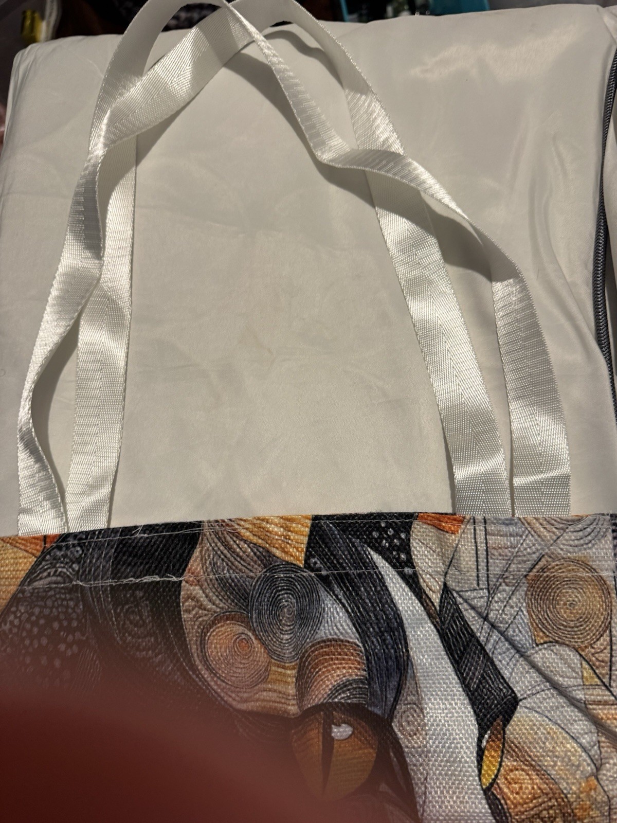 Abstract Cat Print Canvas Tote Bag 13×15 Artistic Shoulder Shopper Bag