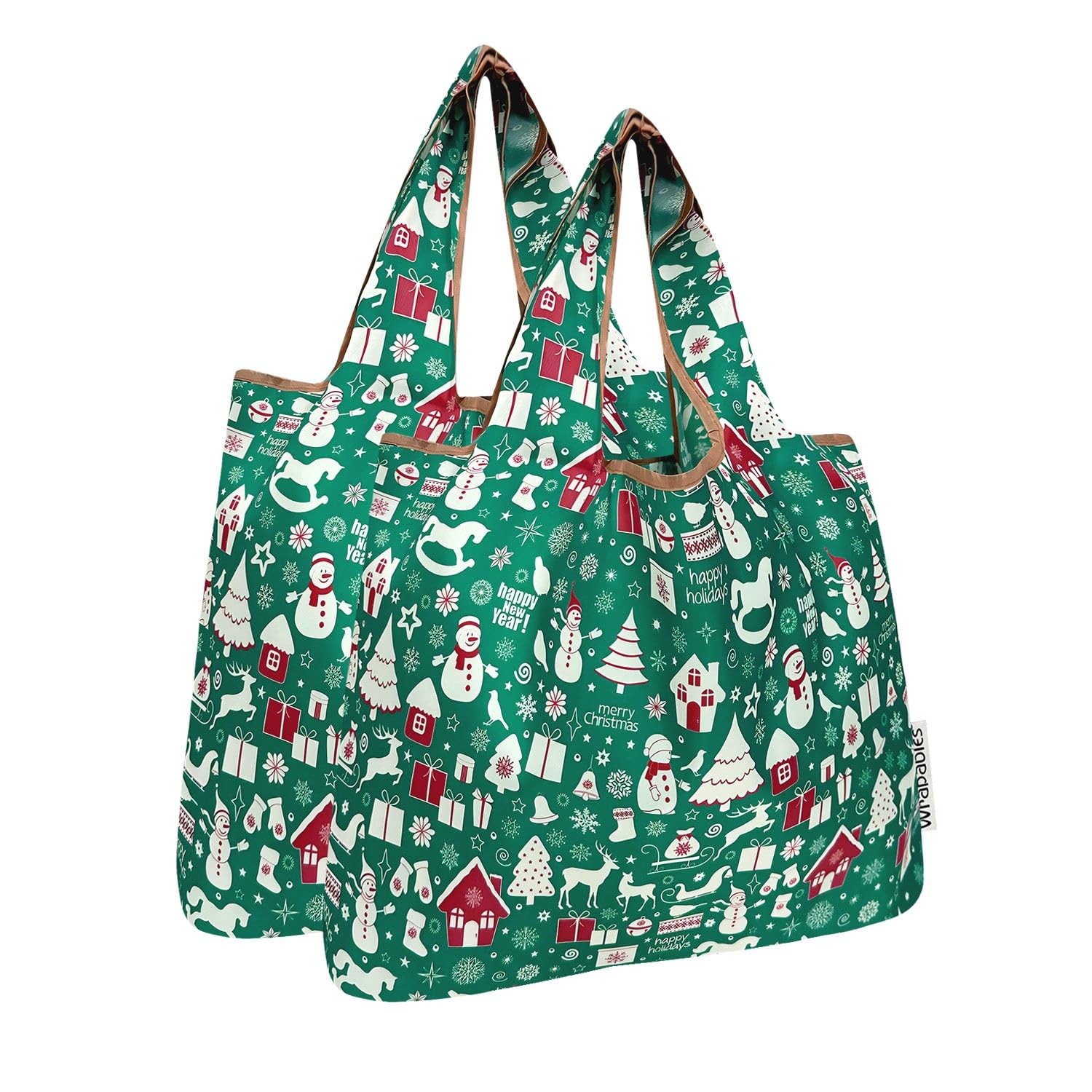 Set of 2 Medium Foldable Tote Nylon Reusable Grocery Bags, Shopping Totes
