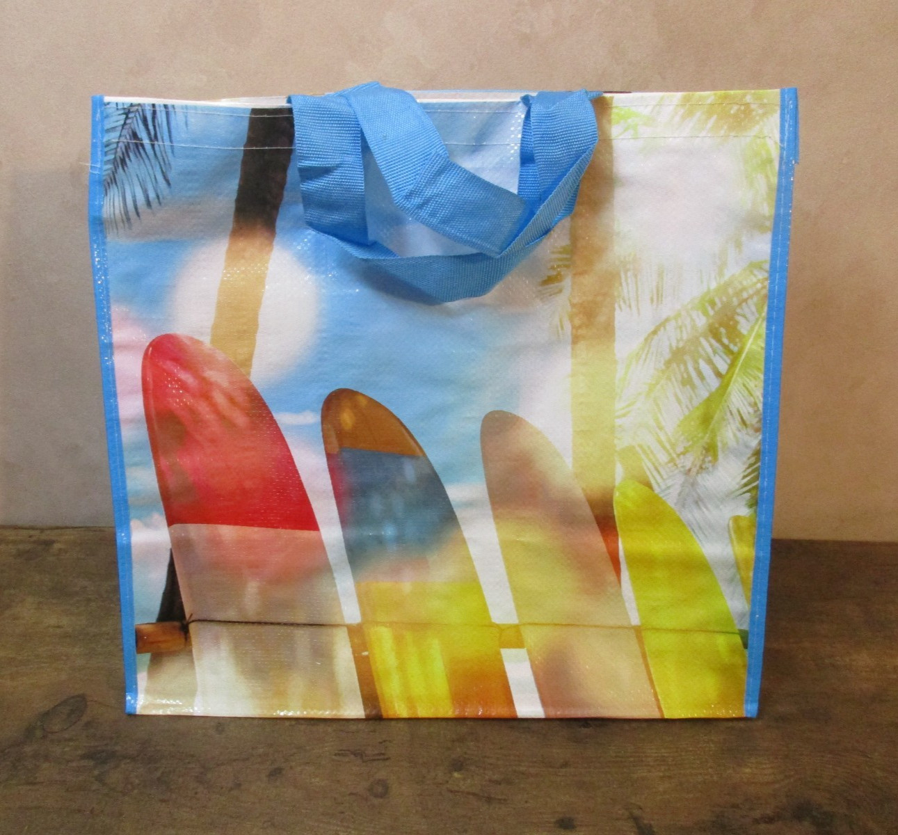 Surf Board Summer Beach Heavy Duty Reusable Tote Shopping Bag 16″ X 16″ X 9″