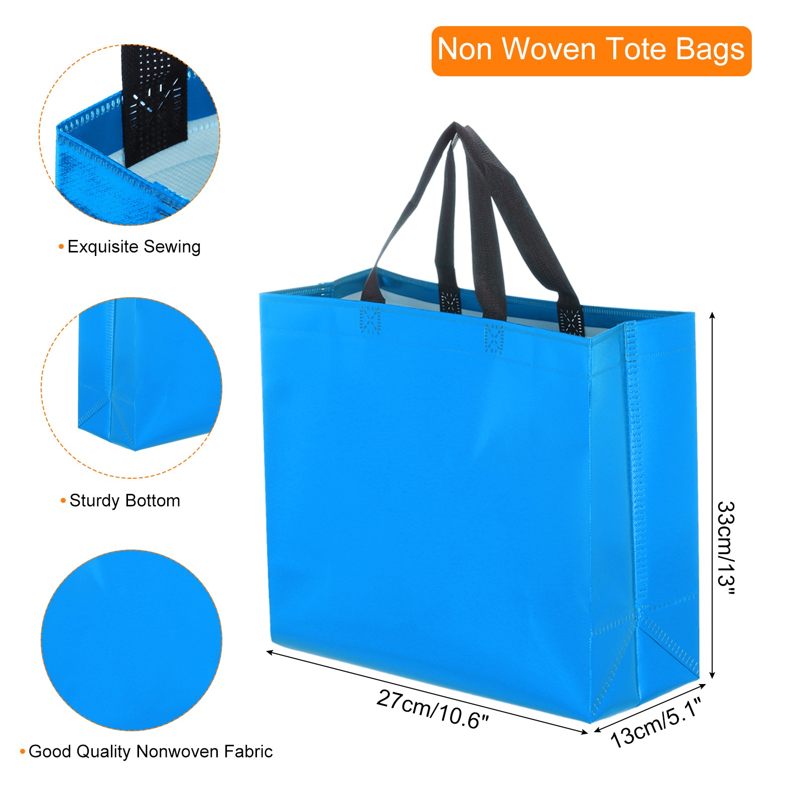 24Pcs Reusable Gift Bags with Handles 10.6 x 13 Inch Light Blue