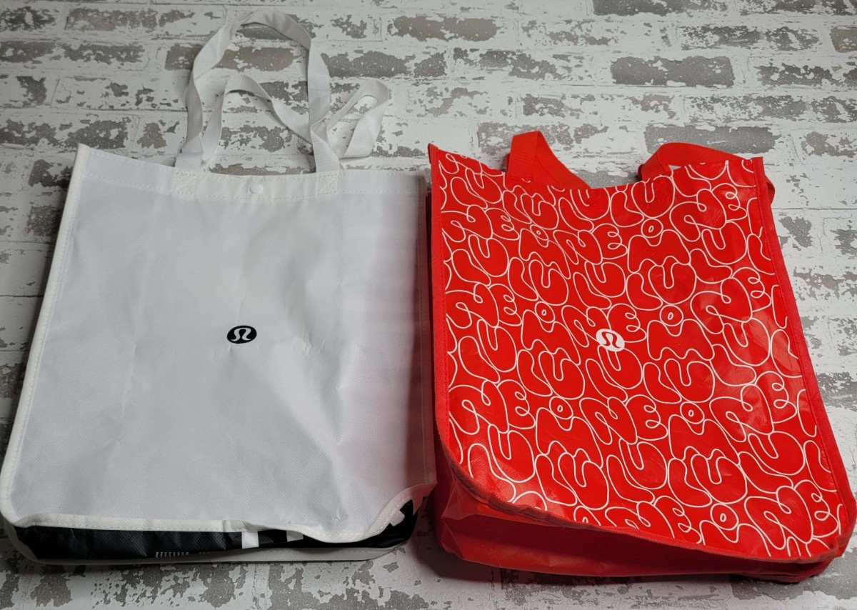 Lululemon Large Reusable Bags Set of 2 White and Red