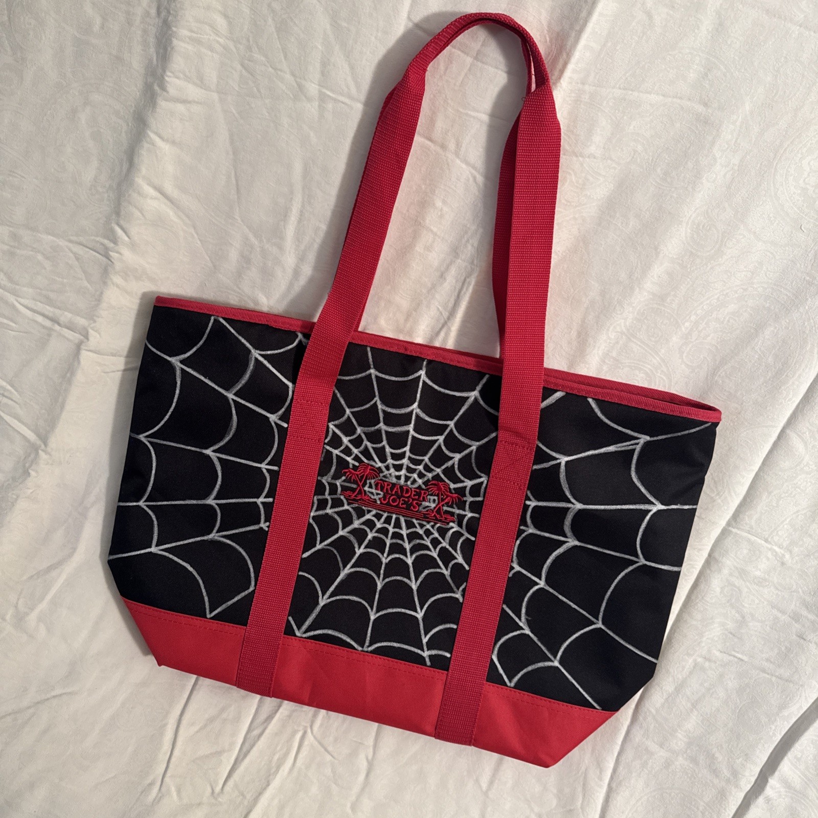 Customized Trader Joe’s Insulated Spooky Spider Web’s Tote – Black/Red – Offer!