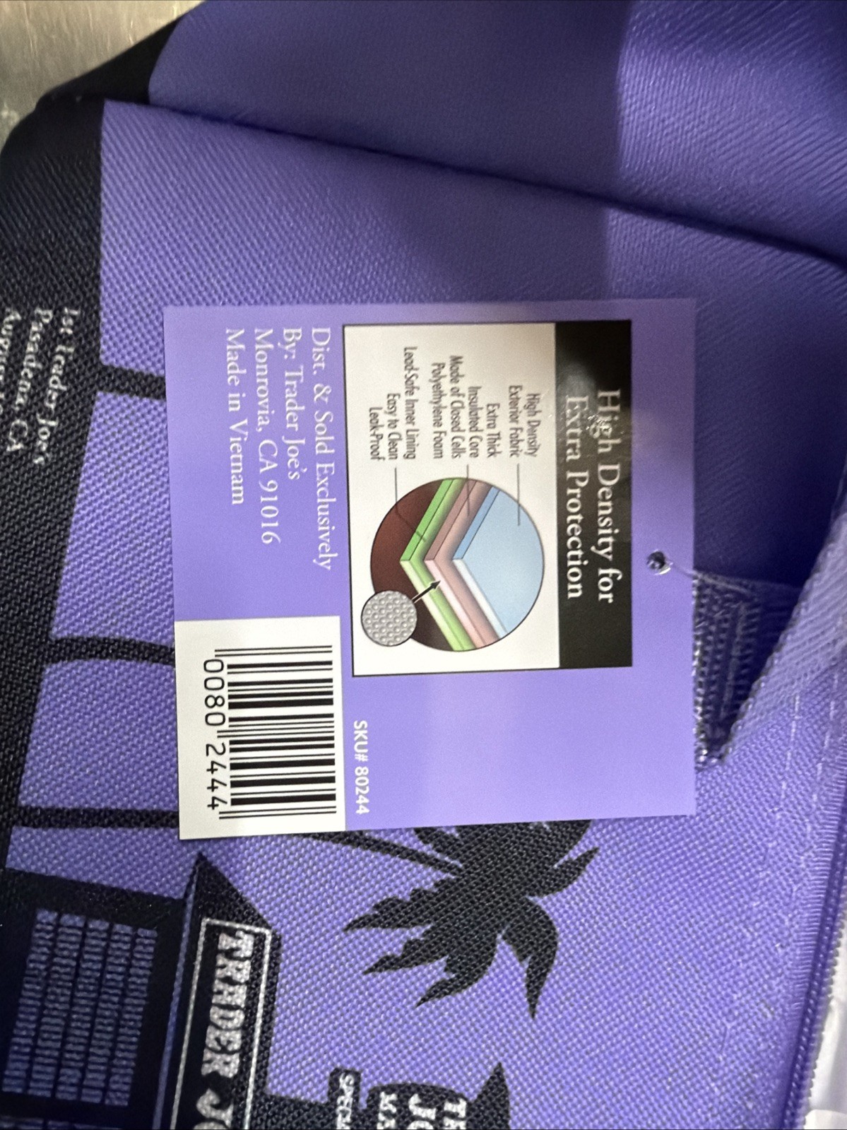 Trader Joe’s Purple MINI TOTE INSULATED COOLER TRAVEL LUNCH BEACH BAG Lavender